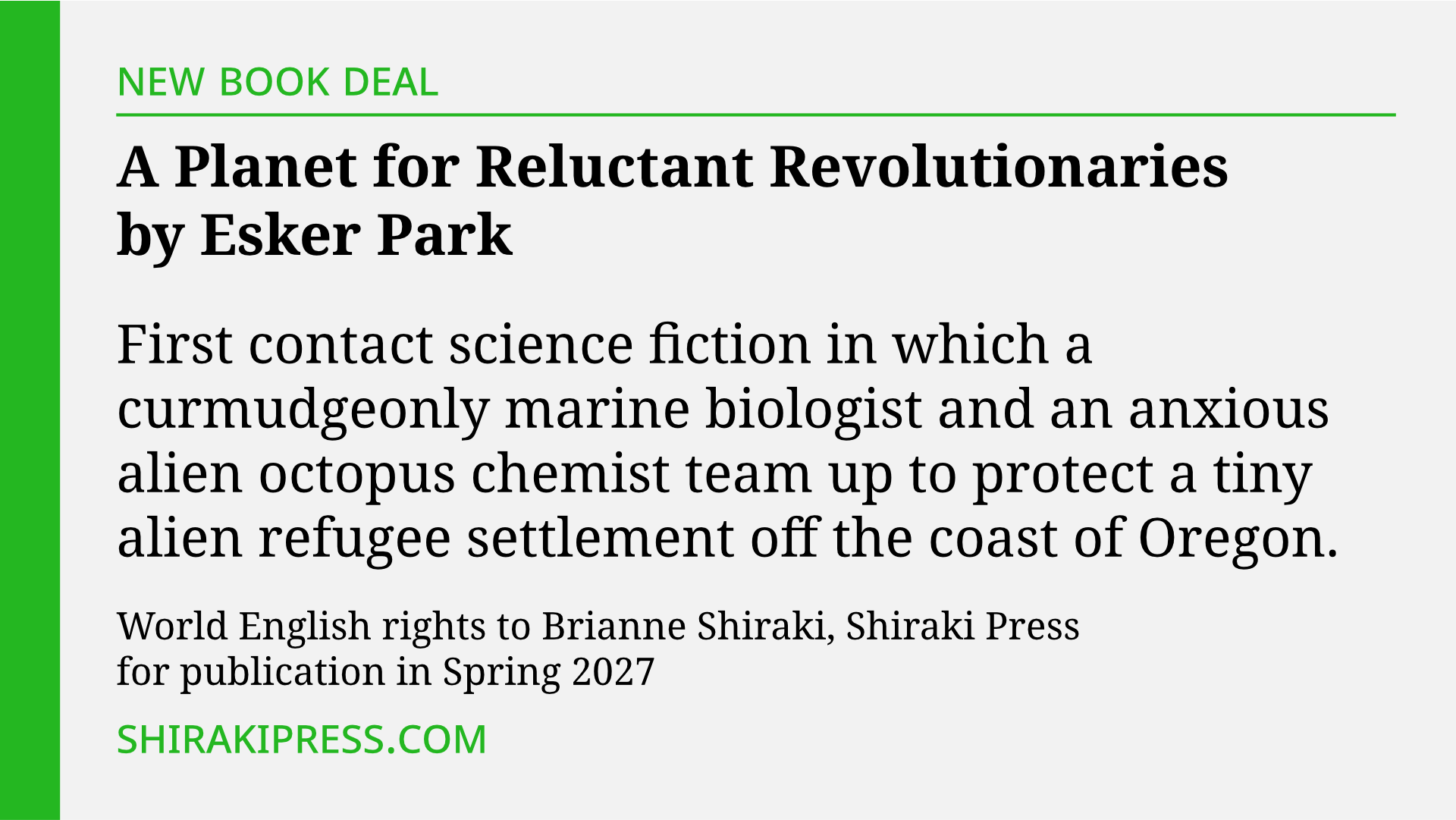 Announcing A PLANET FOR RELUCTANT REVOLUTIONARIES